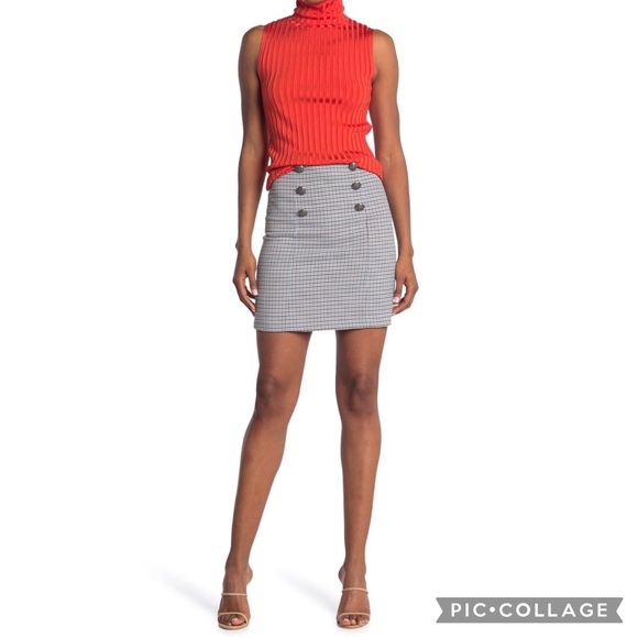 VERONICA BEARD Beekman Check Button Mini Skirt - Picture 1 of 8